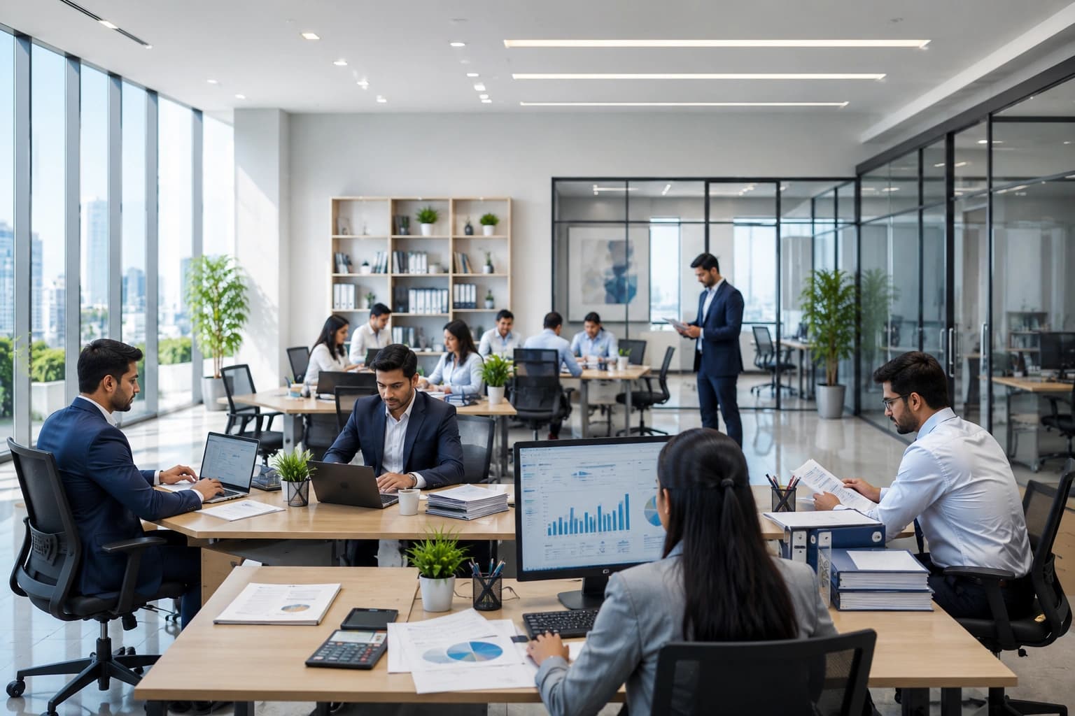 Multi-partner CA firm boardroom meeting
